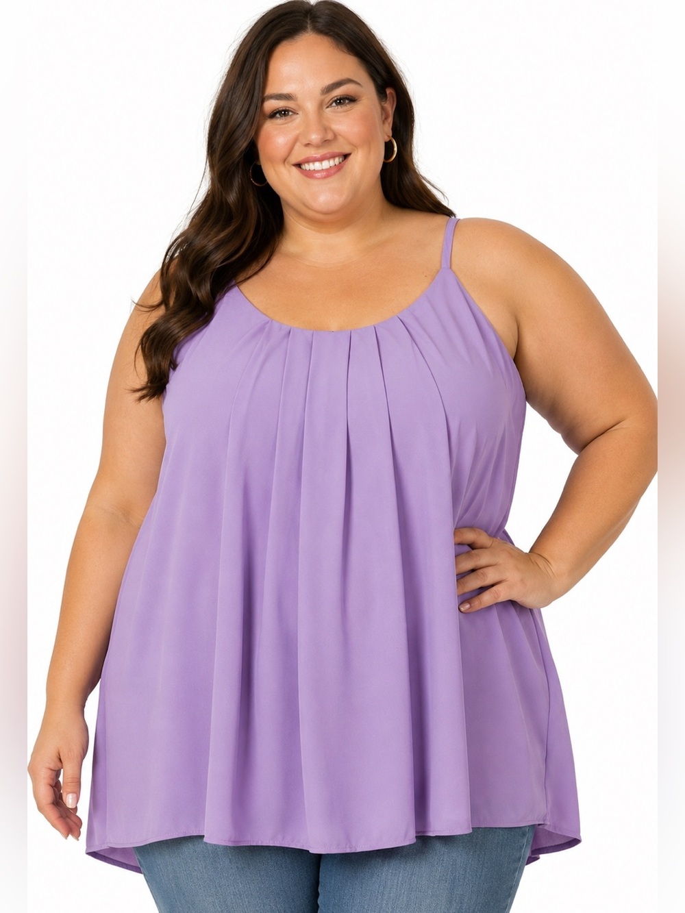 Zenana Outfitters Lavender Pleated Tank Top